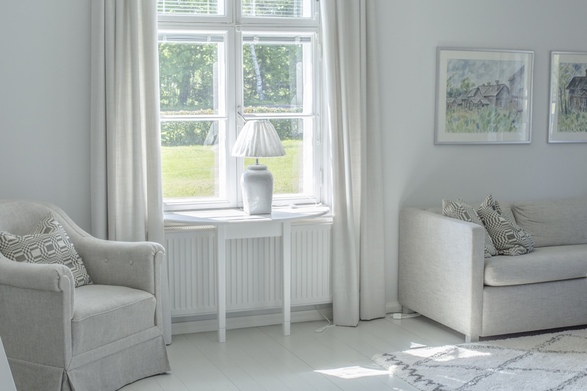Bright room with a new white double-hung window